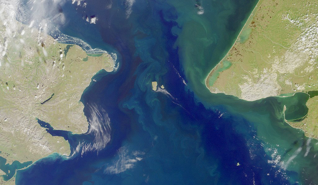 Satellite view of Bering Strait region.